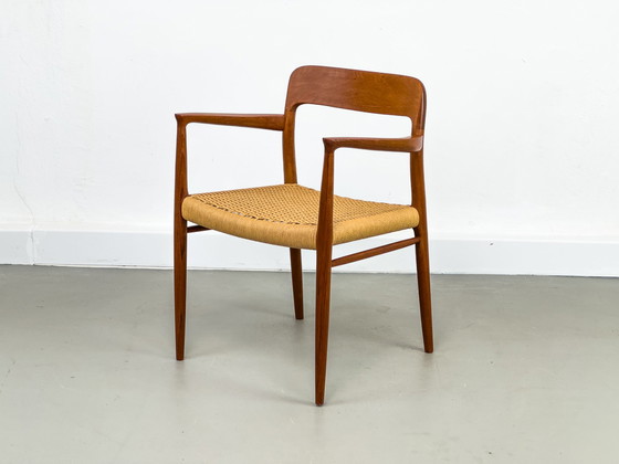 Image 1 of Teakhouten en Papercord Model 56 fauteuil door Niels Otto Møller voor J.L. Møllers, jaren 1960