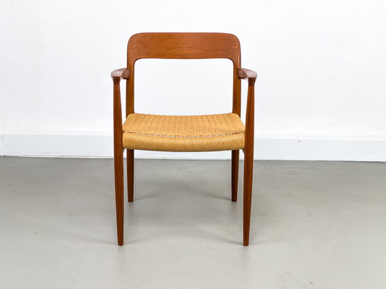 Image 1 of Teakhouten en Papercord Model 56 fauteuil door Niels Otto Møller voor J.L. Møllers, jaren 1960