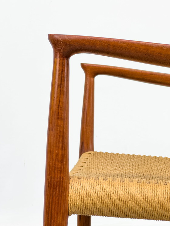 Image 1 of Teakhouten en Papercord Model 56 fauteuil door Niels Otto Møller voor J.L. Møllers, jaren 1960