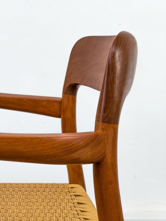 Image 1 of Teakhouten en Papercord Model 56 fauteuil door Niels Otto Møller voor J.L. Møllers, jaren 1960