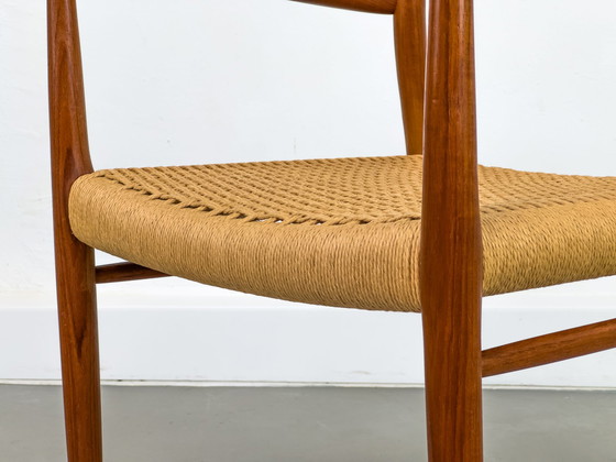 Image 1 of Teakhouten en Papercord Model 56 fauteuil door Niels Otto Møller voor J.L. Møllers, jaren 1960