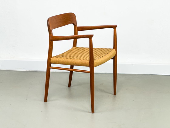 Image 1 of Teakhouten en Papercord Model 56 fauteuil door Niels Otto Møller voor J.L. Møllers, jaren 1960