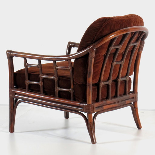 Vintage bamboe rotan lounge fauteuil