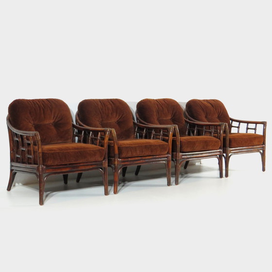 Image 1 of Vintage bamboe rotan lounge fauteuil