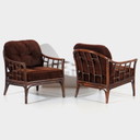 Vintage bamboe rotan lounge fauteuil