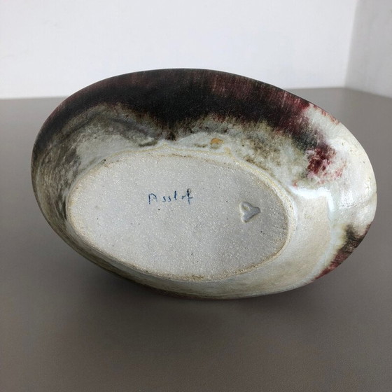 Image 1 of Vintage roodbeige en groene keramieken vaas voor Asshoff, Duitsland 1960