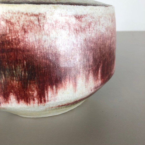 Image 1 of Vintage roodbeige en groene keramieken vaas voor Asshoff, Duitsland 1960