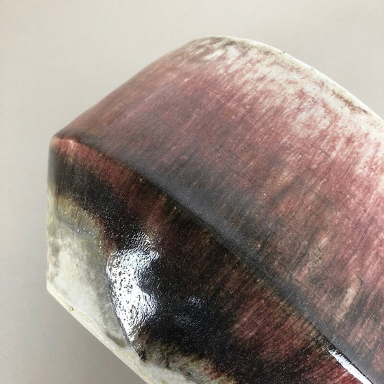 Image 1 of Vintage roodbeige en groene keramieken vaas voor Asshoff, Duitsland 1960