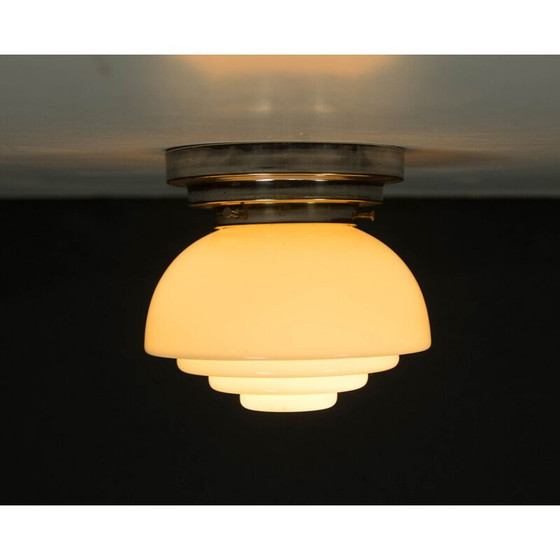 Image 1 of Vintage verchroomde art deco plafondlamp, 1930