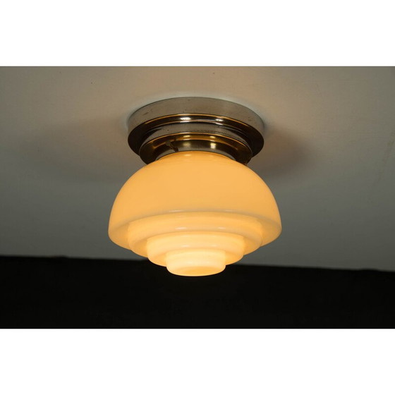 Image 1 of Vintage verchroomde art deco plafondlamp, 1930