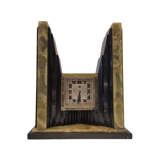 Image 1 of Vintage Ato Art Deco marmeren en onyx tafelklok, Frankrijk 1930