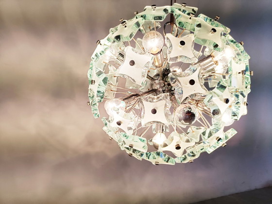 Image 1 of Glazen kroonluchter uit Mid Century, 1970