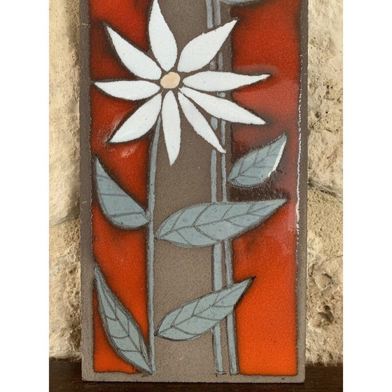 Image 1 of Vintage geëmailleerde lavastenen muurdecoratie, 1970