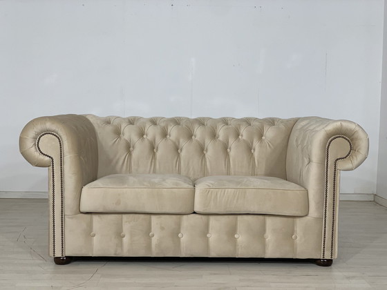 Image 1 of Engelse chesterfield bank 2-zits vintage koloniale stijl