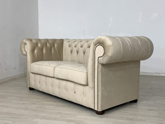 Image 1 of Engelse chesterfield bank 2-zits vintage koloniale stijl