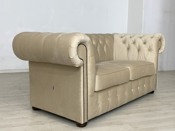 Image 1 of Engelse chesterfield bank 2-zits vintage koloniale stijl