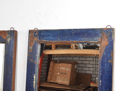 Image 1 of Vintage Hardhouten Passpiegel Met Patina