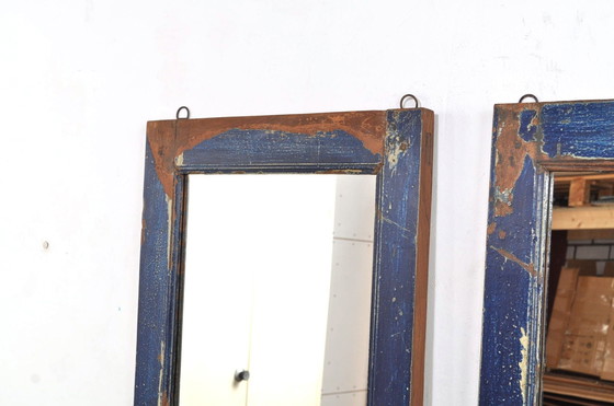 Image 1 of Vintage Hardhouten Passpiegel Met Patina