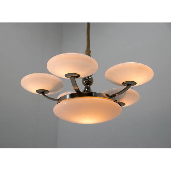 Image 1 of Vintage art deco kroonluchter van opaalglas, 1930