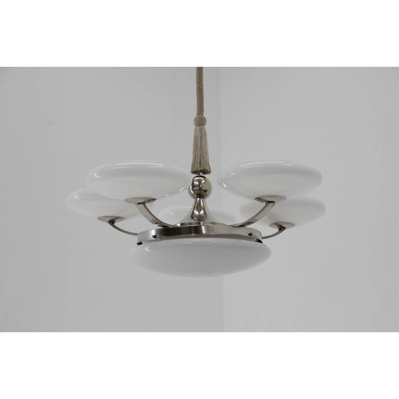 Image 1 of Vintage art deco kroonluchter van opaalglas, 1930
