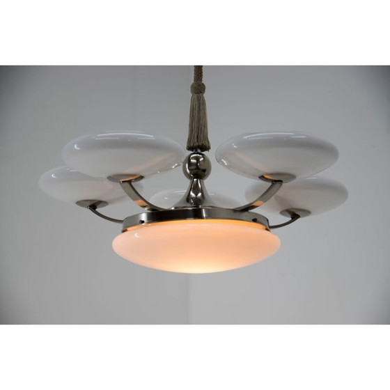Image 1 of Vintage art deco kroonluchter van opaalglas, 1930