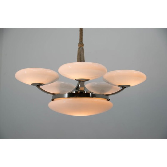 Image 1 of Vintage art deco kroonluchter van opaalglas, 1930