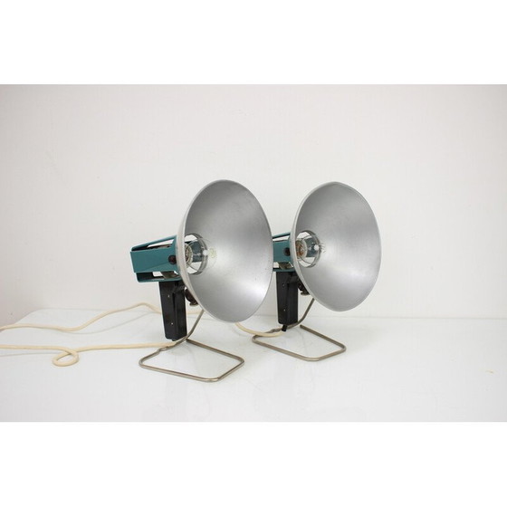 Image 1 of Paar vintage metalen en plastic tafellampen voor Fax, Tsjecho-Slowakije 1960