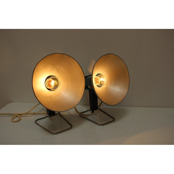 Image 1 of Paar vintage metalen en plastic tafellampen voor Fax, Tsjecho-Slowakije 1960