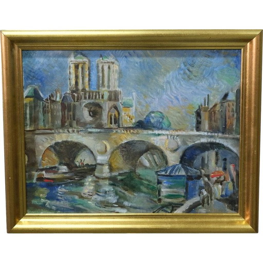 Zweeds vintage schilderij van Jules Schyl, jaren 1960