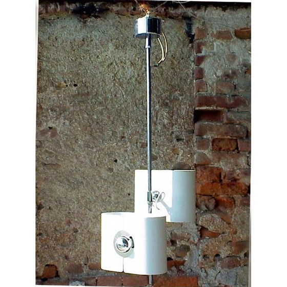 Image 1 of Vintage wandlamp in aluminium en verchroomd staal voor Stilux, Italië 1970