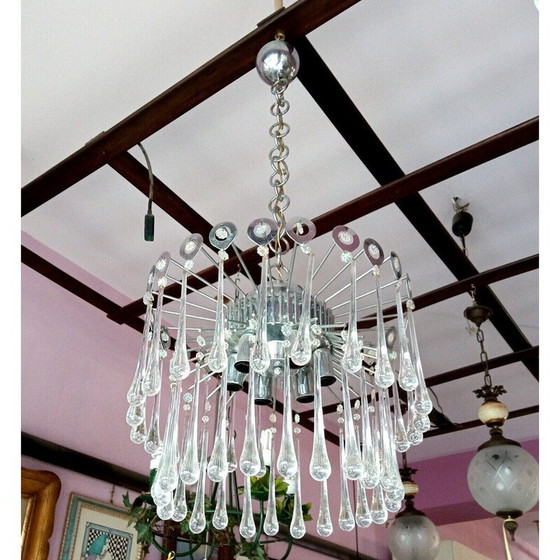 Image 1 of Italiaanse vintage kroonluchter waterval in Murano glas