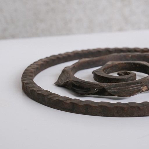 Vintage ijzeren en glazen tafellamp, Frankrijk 1930