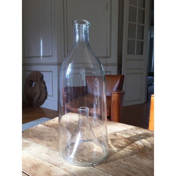Image 1 of Vintage geblazen glazen fles "Goujonnière à vairons", 19e eeuw