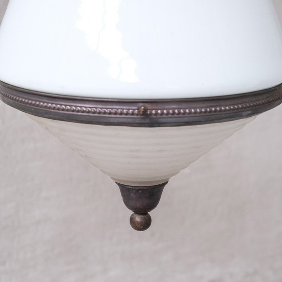 Image 1 of Vintage tweekleurige glazen hanglamp, Frankrijk 1930