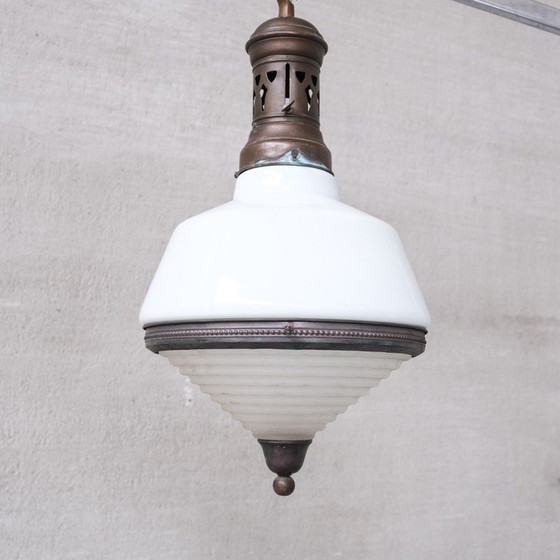 Image 1 of Vintage tweekleurige glazen hanglamp, Frankrijk 1930