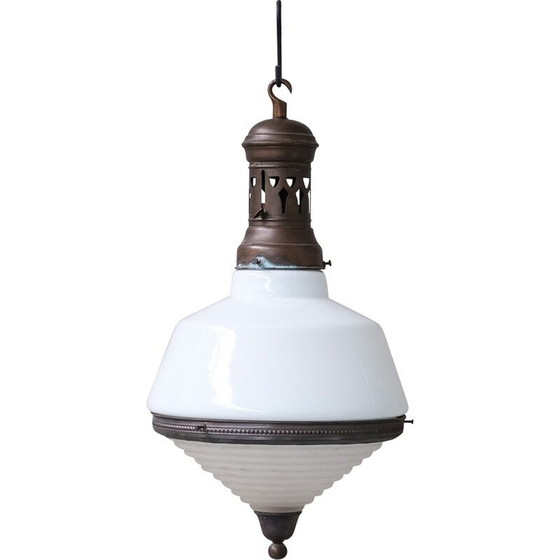 Image 1 of Vintage tweekleurige glazen hanglamp, Frankrijk 1930