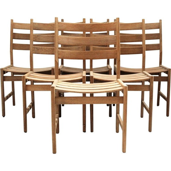 Image 1 of Set van 6 Scandinavische vintage stoelen in licht eikenhout van Kurt Ostervig voor Kp Möbler, Denemarken 1960