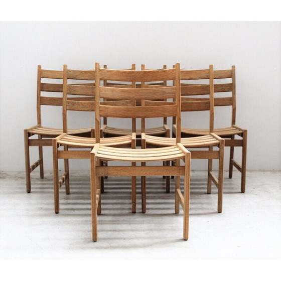 Image 1 of Set van 6 Scandinavische vintage stoelen in licht eikenhout van Kurt Ostervig voor Kp Möbler, Denemarken 1960