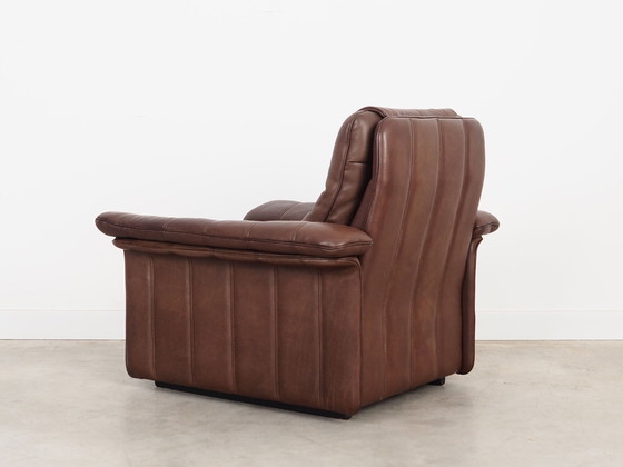 Image 1 of Bruine leren fauteuil, Zwitsers ontwerp, 1970S, Vervaardiging: De Sede