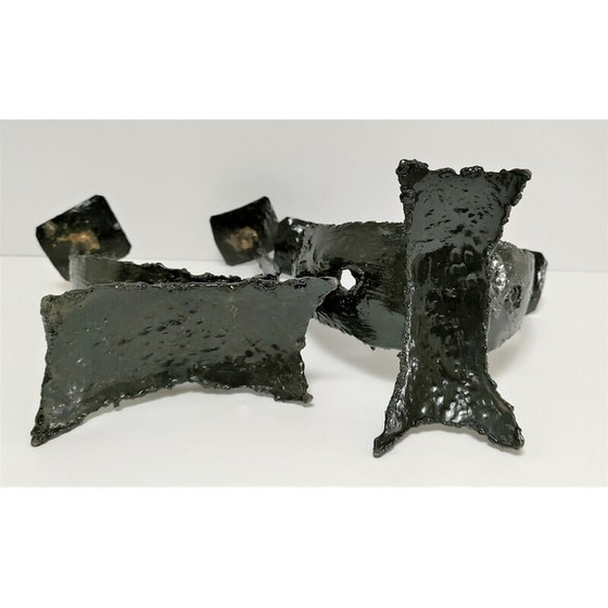 Image 1 of Paar sculpturale metalen kandelaars in Brutalistische stijl, 1970