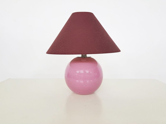 Image 1 of Paars en roze glazen tafellamp