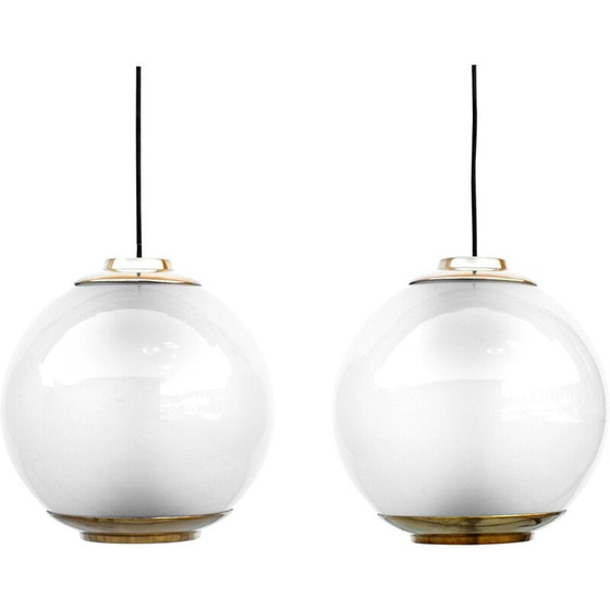 Image 1 of Set van 3 Vintage Ls2 bol hanglampen door Luigi Caccia Dominioni voor Azucena, Italië 1954