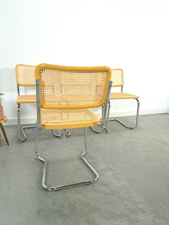 Image 1 of Italiaanse Webbing Set Stoelen Met Chromen Buisframe Vintage Stoel