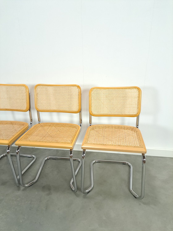 Image 1 of Italiaanse Webbing Set Stoelen Met Chromen Buisframe Vintage Stoel