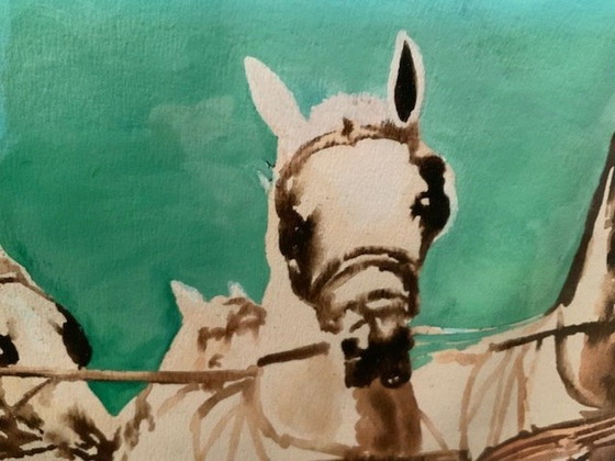 Image 1 of Unieke Aquarel Paardensport René Brone
