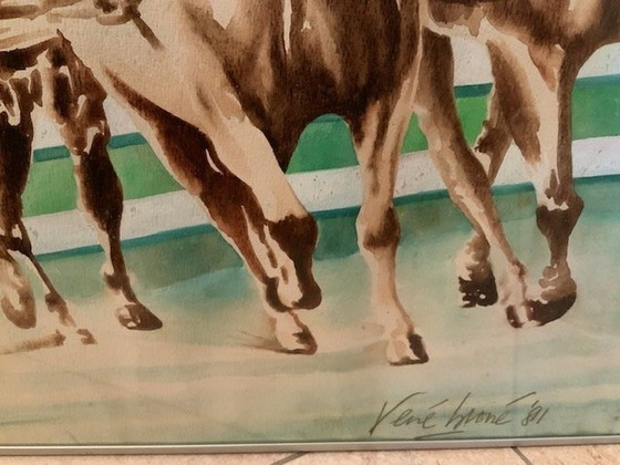 Image 1 of Unieke Aquarel Paardensport René Brone