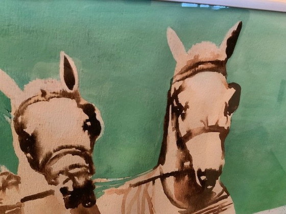 Image 1 of Unieke Aquarel Paardensport René Brone