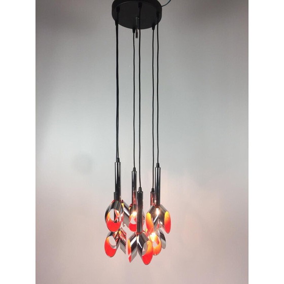 Image 1 of Vintage verchroomde metalen kroonluchter van Raak Amsterdam, 1960