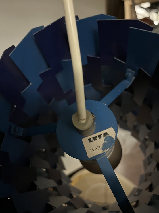 Image 1 of Zilveren En Blauwe Facet Lamp Van Louis Weisdorf Voor Lyfa, Denemarken Uit De Jaren 60