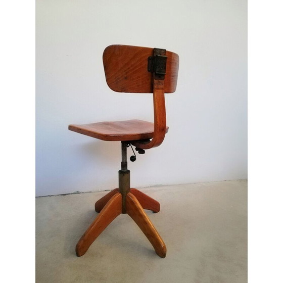 Image 1 of Vintage houten kruk van Albert Stoll voor Giroflex, 1960